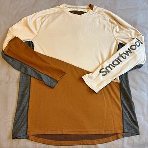 Smartwool Shirt Mens XL Brown Beige Base Layer Active Outdoors Hiking Comfort